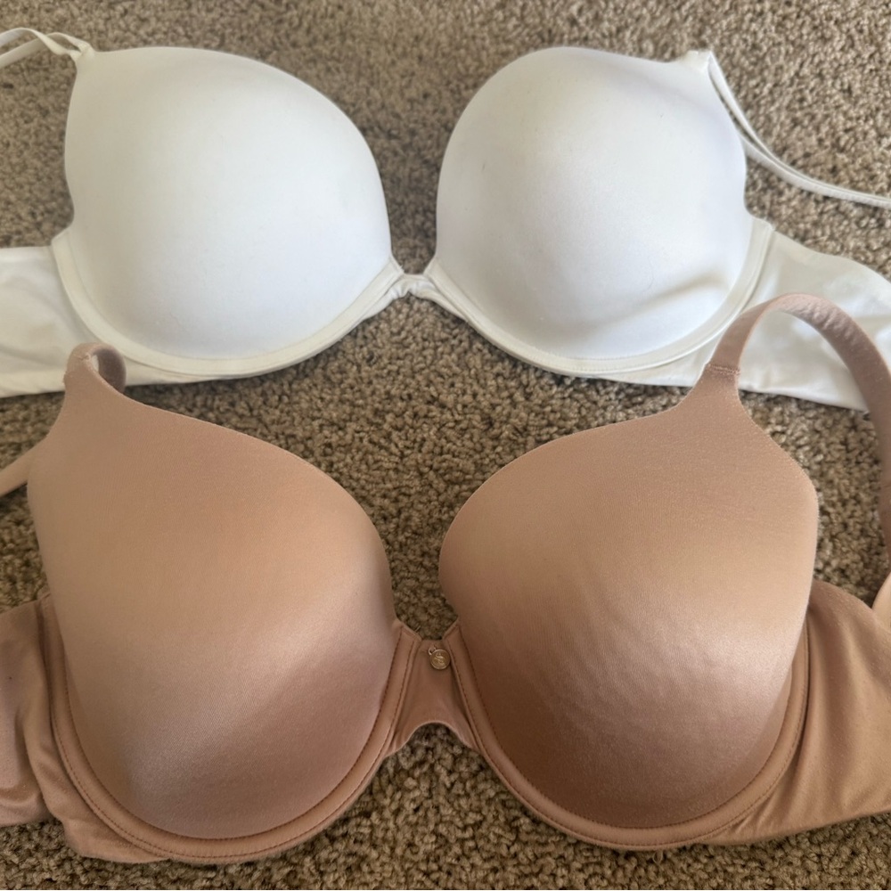 Victoria's Secret Tan and White Bras
